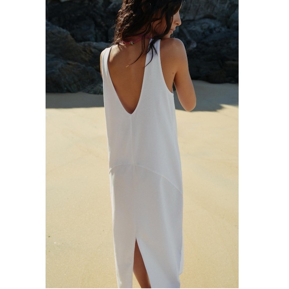 NWT Zara Round Neckline Combination Poplin Midi Tank Dress Sz:M - Picture 5 of 10